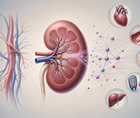Simplified kidney with connected vascular and molecular nodes showing IgA nephropathy overlap