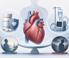 Simplified heart illustrating betablocker therapy during prolonged dobutamine support in transplant candidates