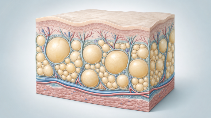Simplified adipose tissue cells illustrating body fat changes studied in men with HIV receiving stable ART