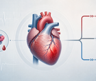 Stylized heart with troponin biomarker cue for emergency department myocardial infarction triage